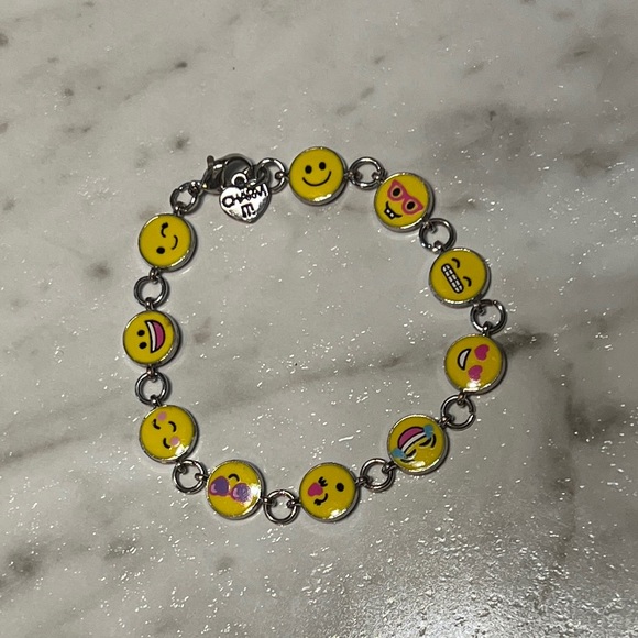 Happy Smily Face Emoji Stainless Bracelet 7.5” - Picture 4 of 6
